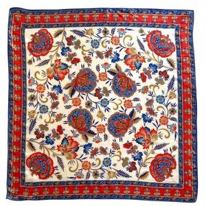 Vintage Oscar De La Renta Silk Scarf Classic Floral Japan Hand Rolled Signed